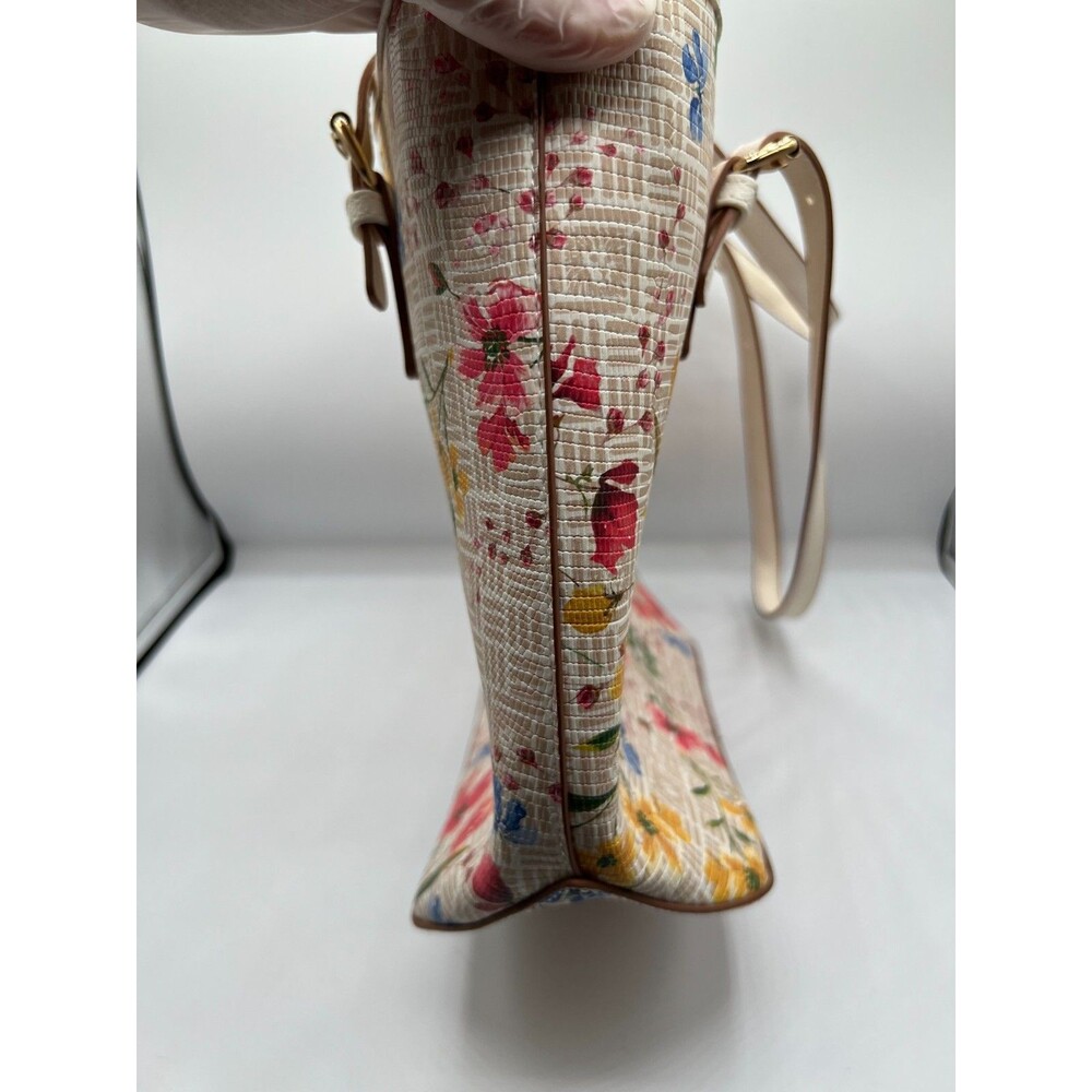 Anne Klein Floral Tote Bag White Multicolor Shoulder Purse Spring Summer - Picture 3 of 16